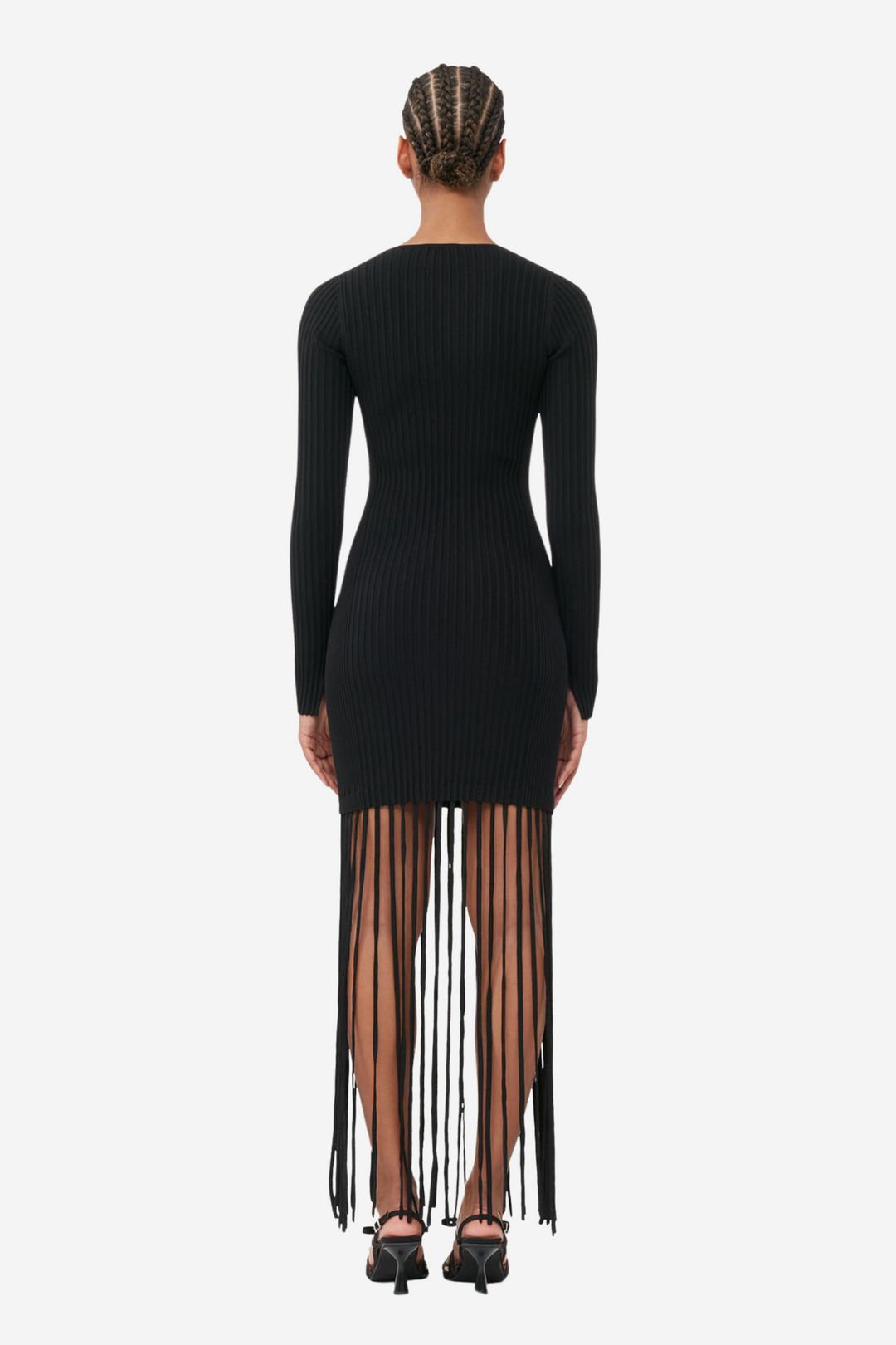 Ganni Kjoler & jumpsuits Melange Knit Fringe Mini Dress