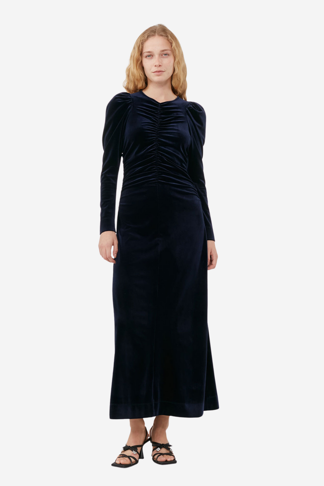 Ganni Kjoler & jumpsuits Velvet Jersey Gathered Long Dress