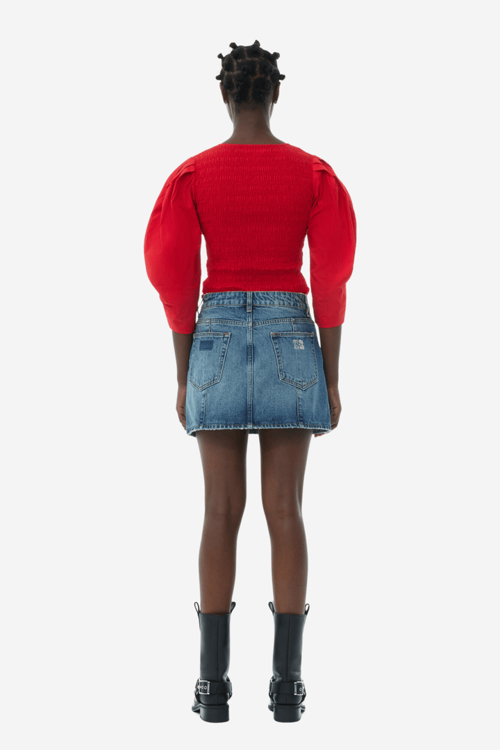 Ganni Topper & t-skjorter Cotton Poplin Smock Blouse Racing Red