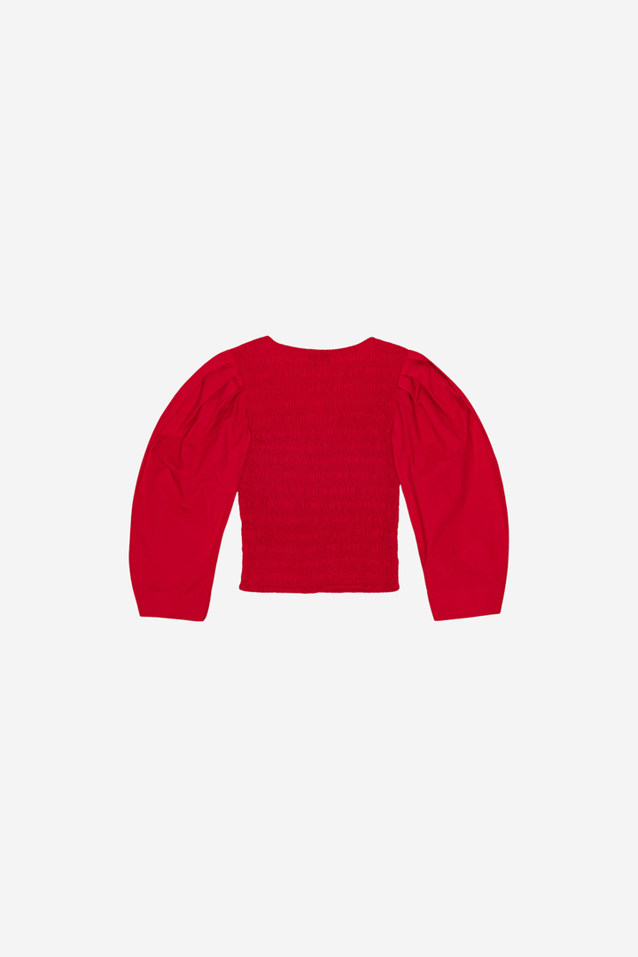 Ganni Topper & t-skjorter Cotton Poplin Smock Blouse Racing Red