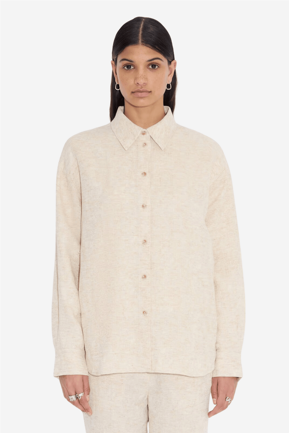 Holzweiler Bluser & Skjorter Dais Linen Mix Shirt Sand