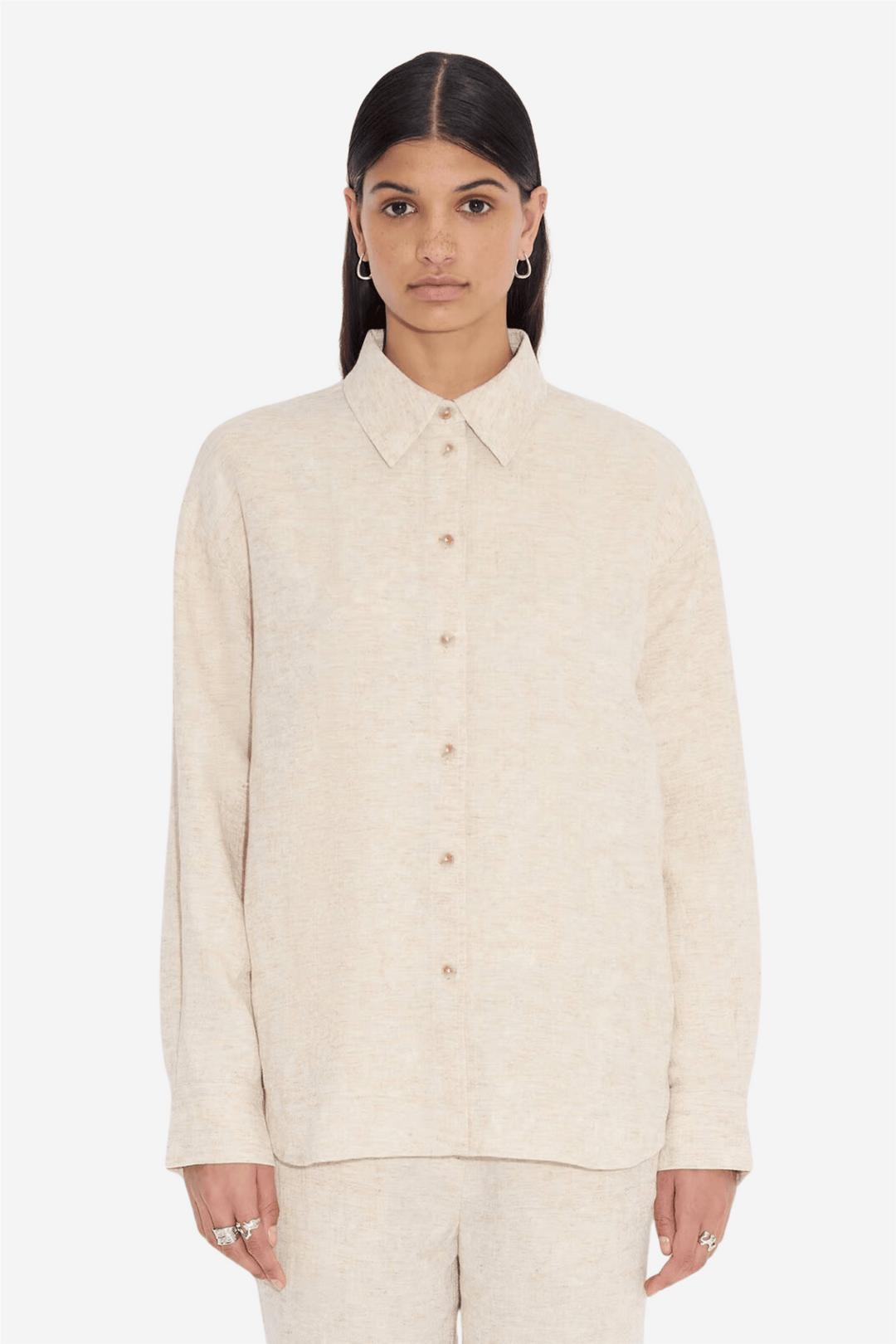 Holzweiler Bluser & Skjorter Dais Linen Mix Shirt Sand