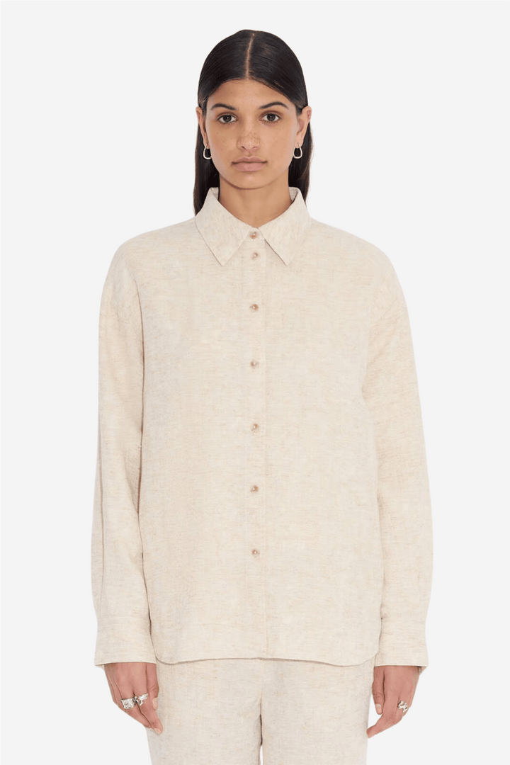 Holzweiler Bluser & Skjorter Dais Linen Mix Shirt Sand