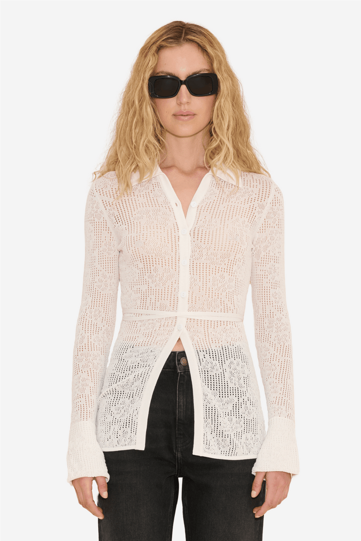 Holzweiler Bluser & Skjorter Lace Knit Crochet Shirt White