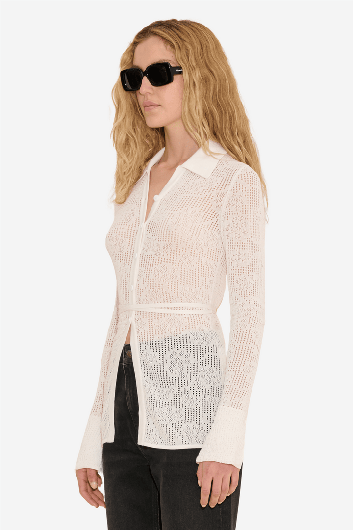 Holzweiler Bluser & Skjorter Lace Knit Crochet Shirt White