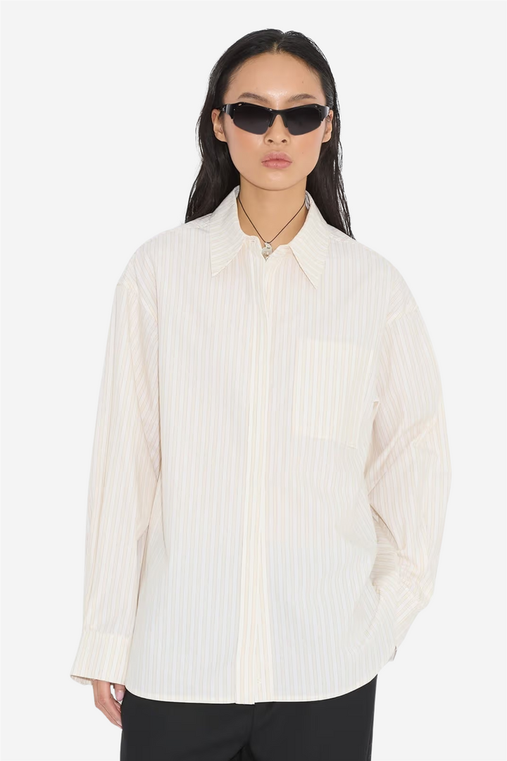 Holzweiler Bluser & Skjorter Loose Stripe Shirt Ecru Stripe