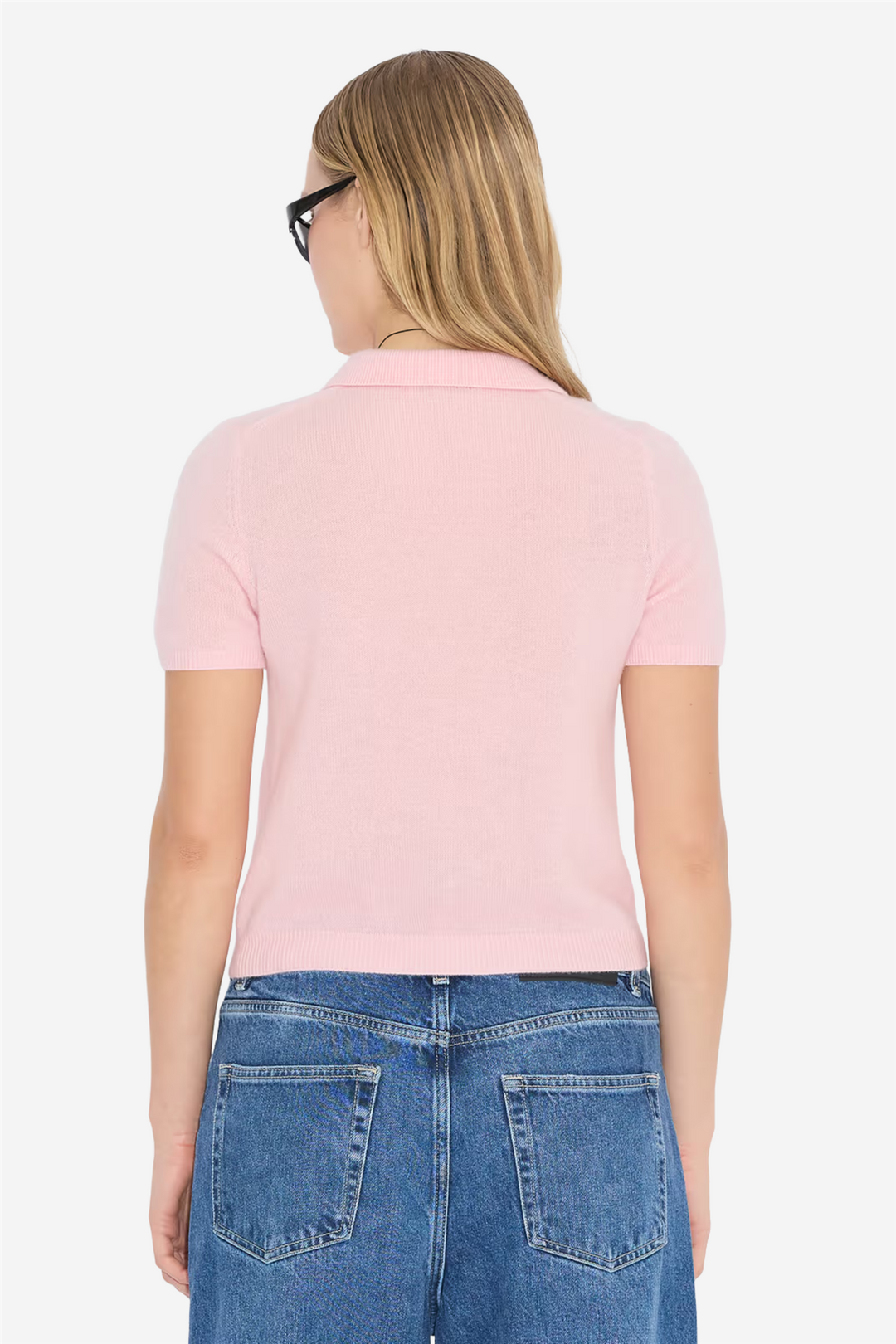 Holzweiler Genser & Cardigan Cashmere Short Sleeve Polo Pink