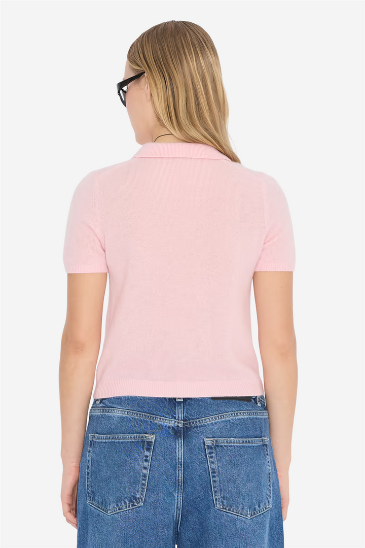 Holzweiler Genser & Cardigan Cashmere Short Sleeve Polo Pink