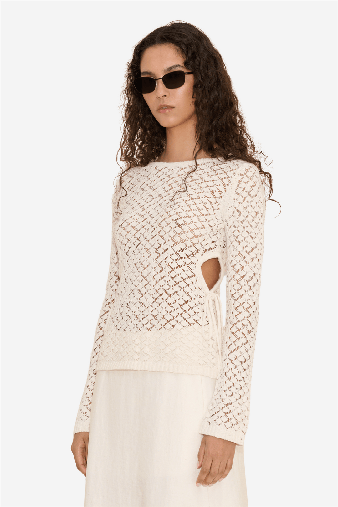 Holzweiler Genser & Cardigan Cecilia Knit Crochet Long Sleeve Ecru