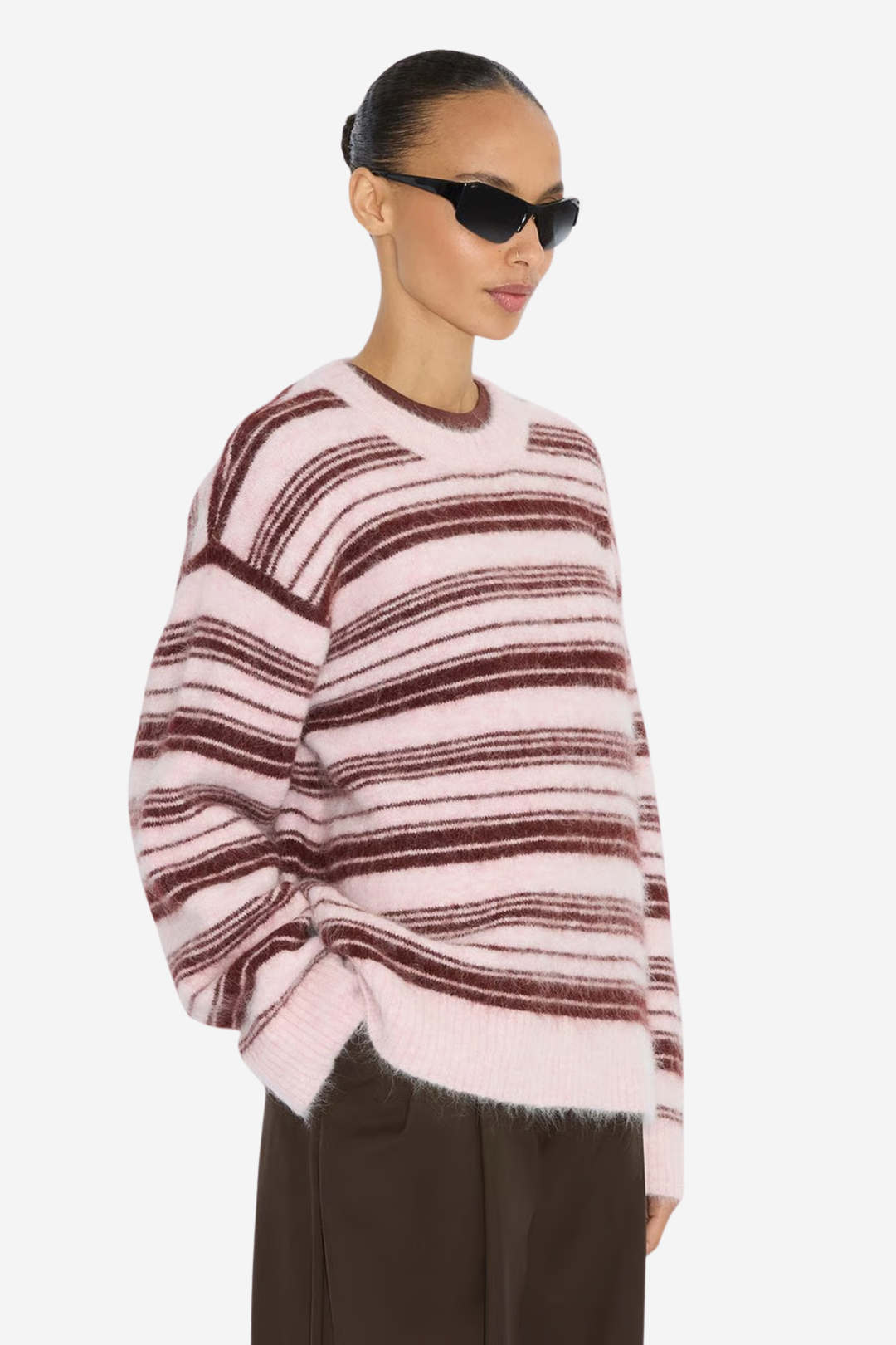 Holzweiler Genser & Cardigan Fluffy Stripe Crew Lt. Pink Mix
