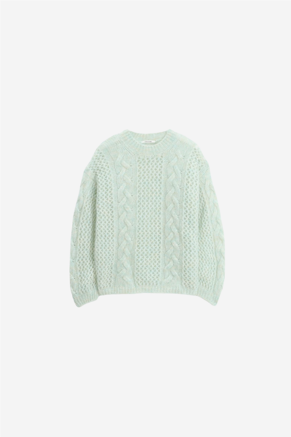 Holzweiler Genser & Cardigan Mohair Cable Knit Crew Green Mix