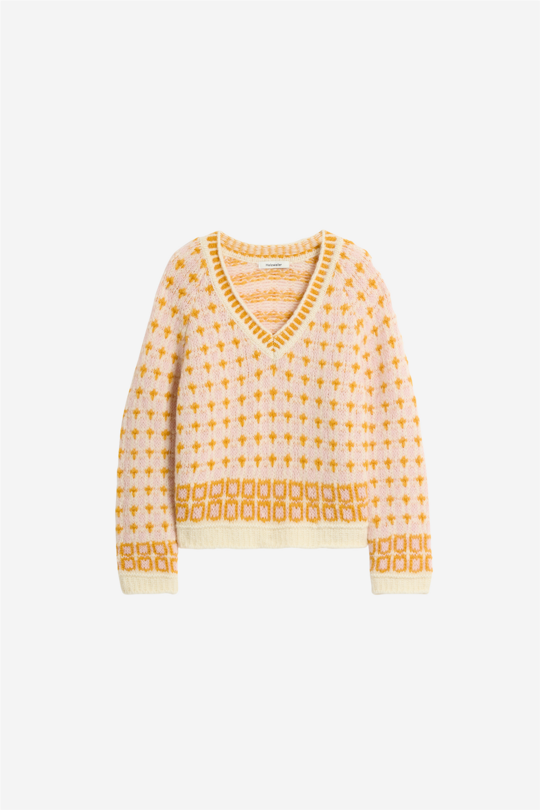 Holzweiler Genser & Cardigan Norwegian Wool V-Neck Orange Mix