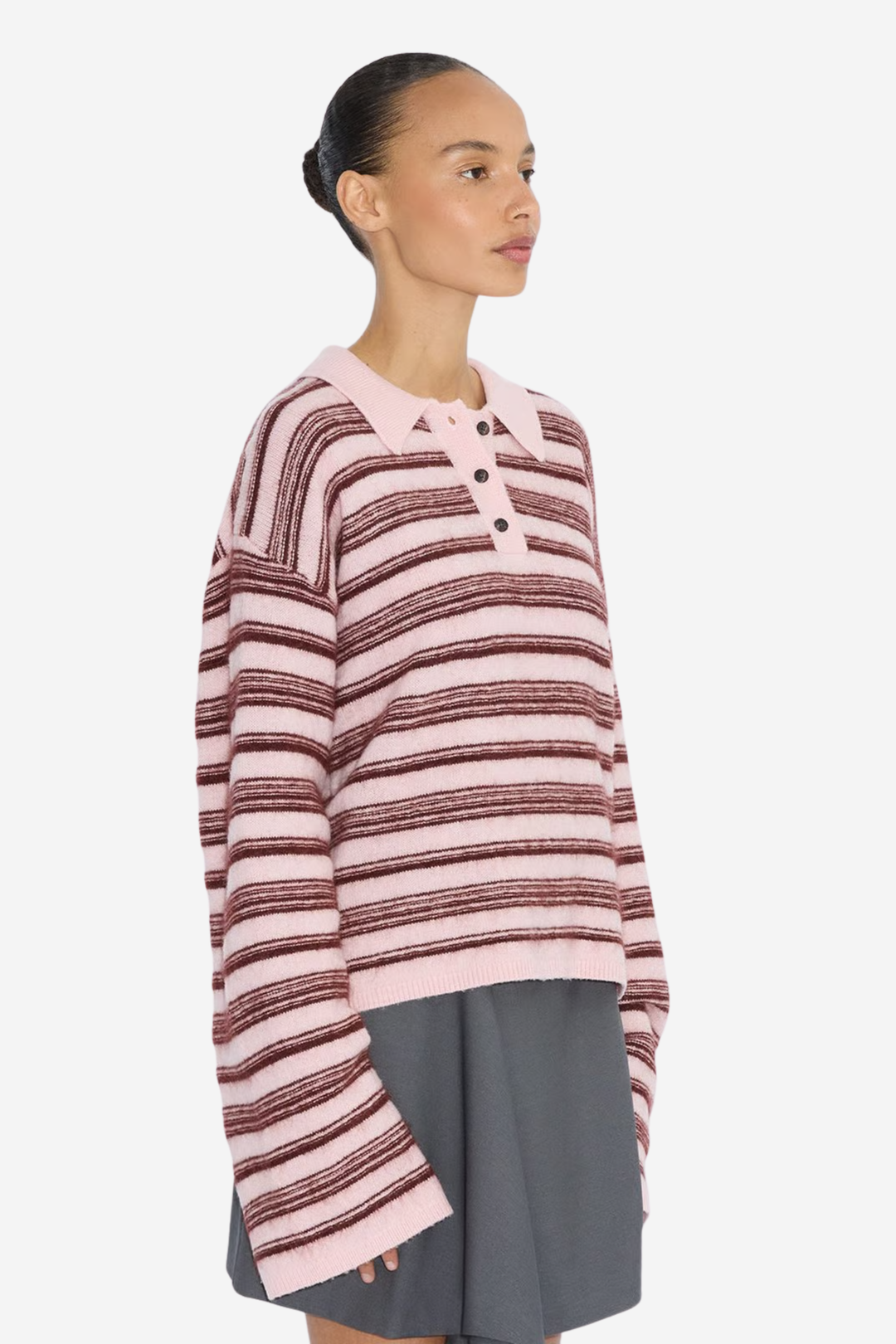 Holzweiler Genser & Cardigan Olivia Wool Polo Lt. Pink Mix