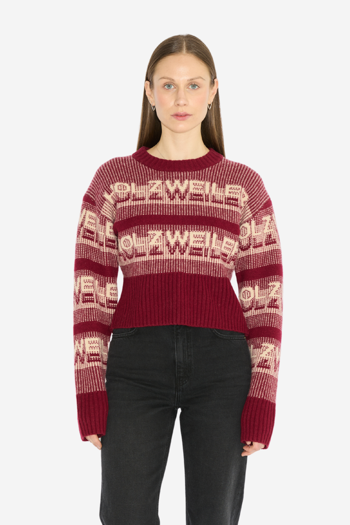 Holzweiler Genser & Cardigan Ski Cropped Crew Burgundy Mix