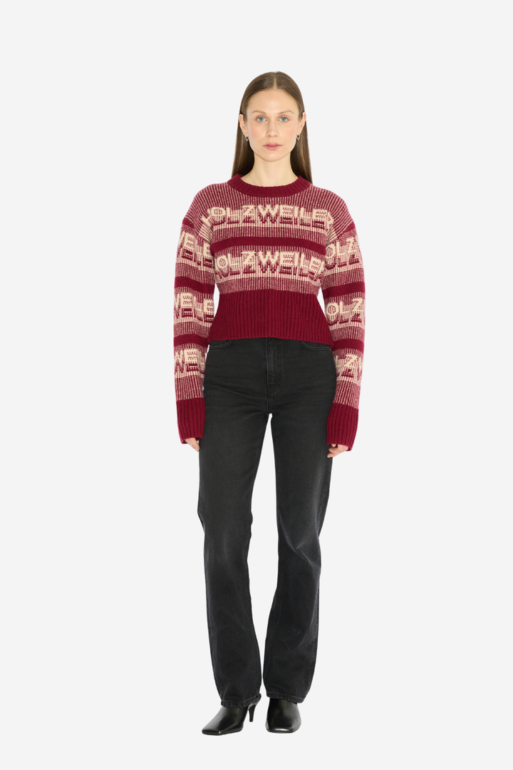 Holzweiler Genser & Cardigan Ski Cropped Crew Burgundy Mix