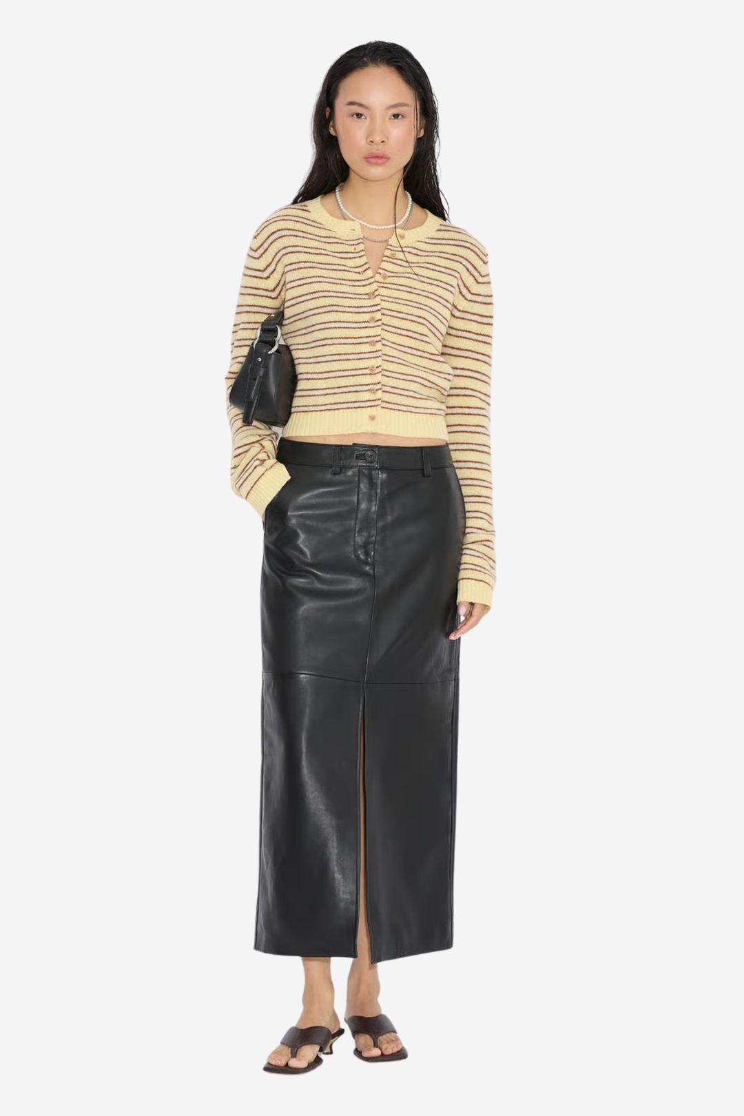 Holzweiler Genser & Cardigan Stripe Wool Cardigan Lt. Yellow Stripe