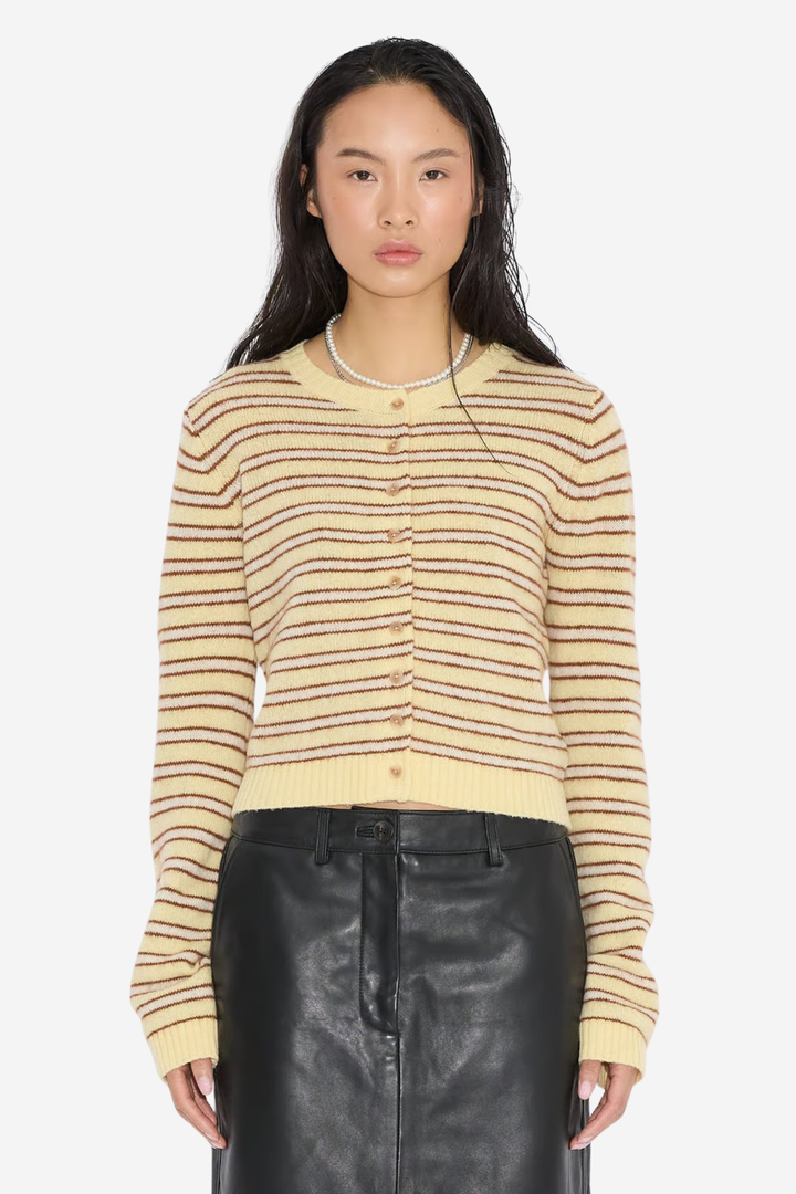 Holzweiler Genser & Cardigan Stripe Wool Cardigan Lt. Yellow Stripe