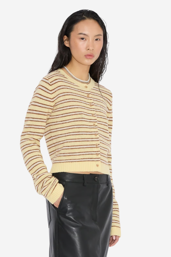 Holzweiler Genser & Cardigan Stripe Wool Cardigan Lt. Yellow Stripe