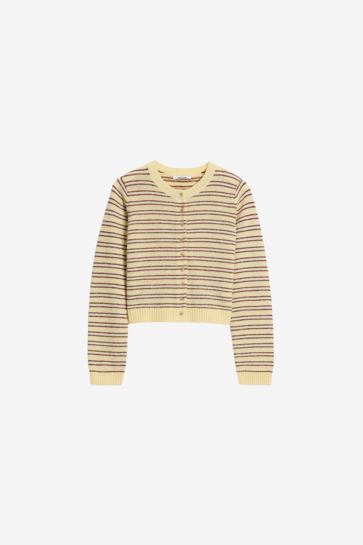 Holzweiler Genser & Cardigan Stripe Wool Cardigan Lt. Yellow Stripe