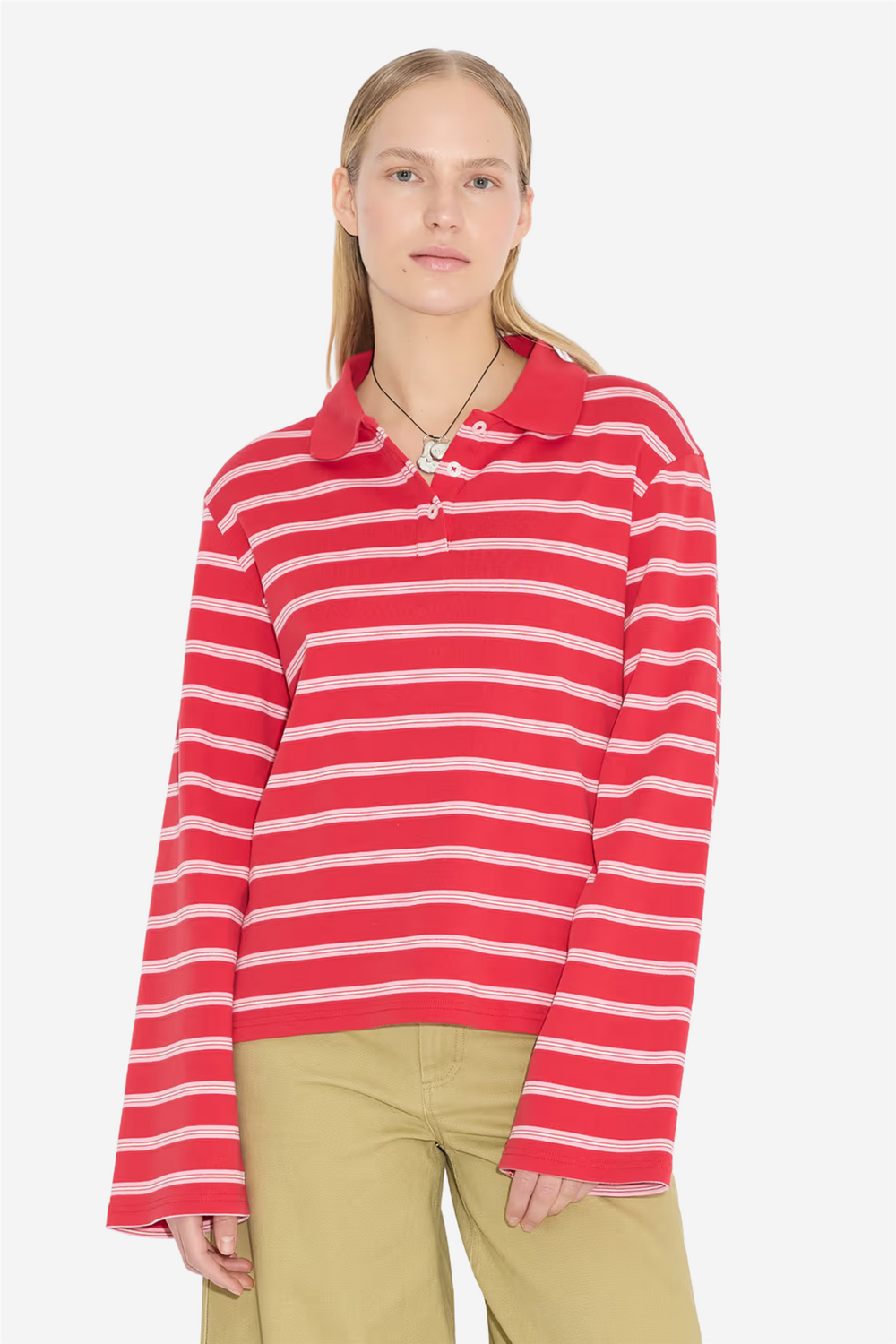Holzweiler Genser & Cardigan Sunny Polo Red Stripe