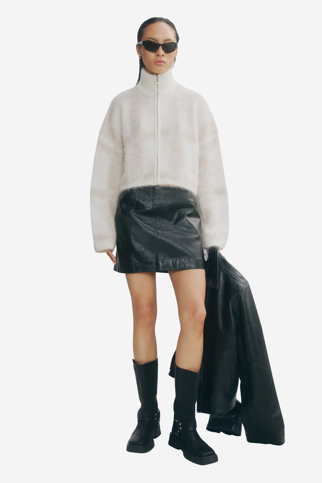 Holzweiler Genser & Cardigan Tine Light Check Cardigan Lt Brown Mix