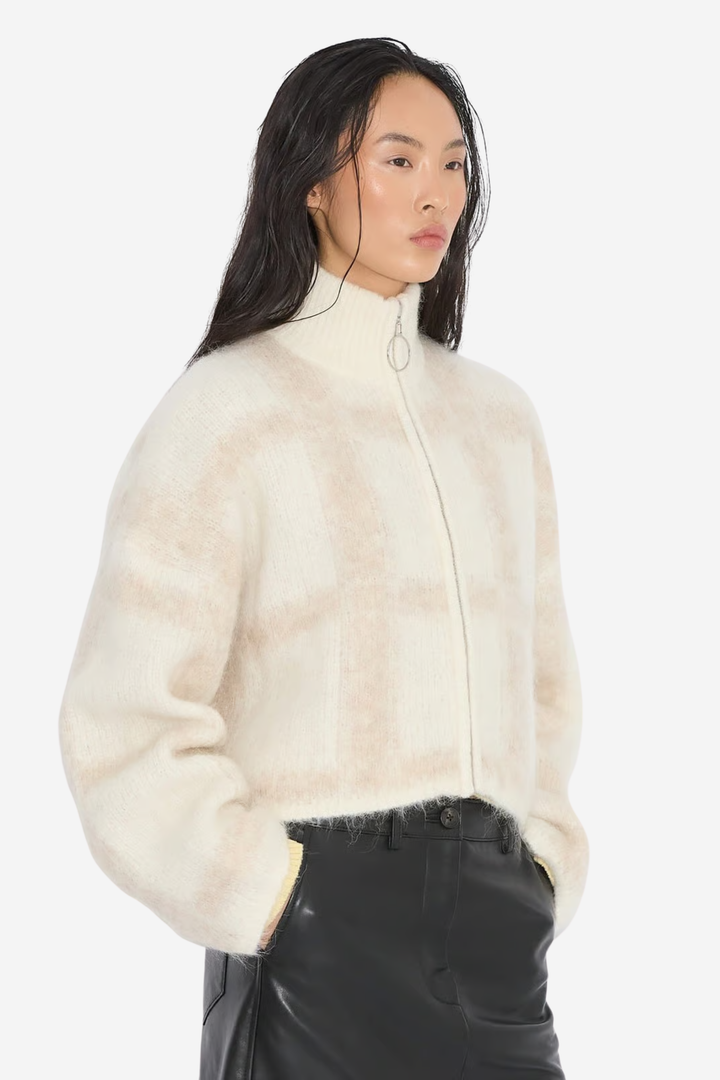 Holzweiler Genser & Cardigan Tine Light Check Cardigan Lt Brown Mix