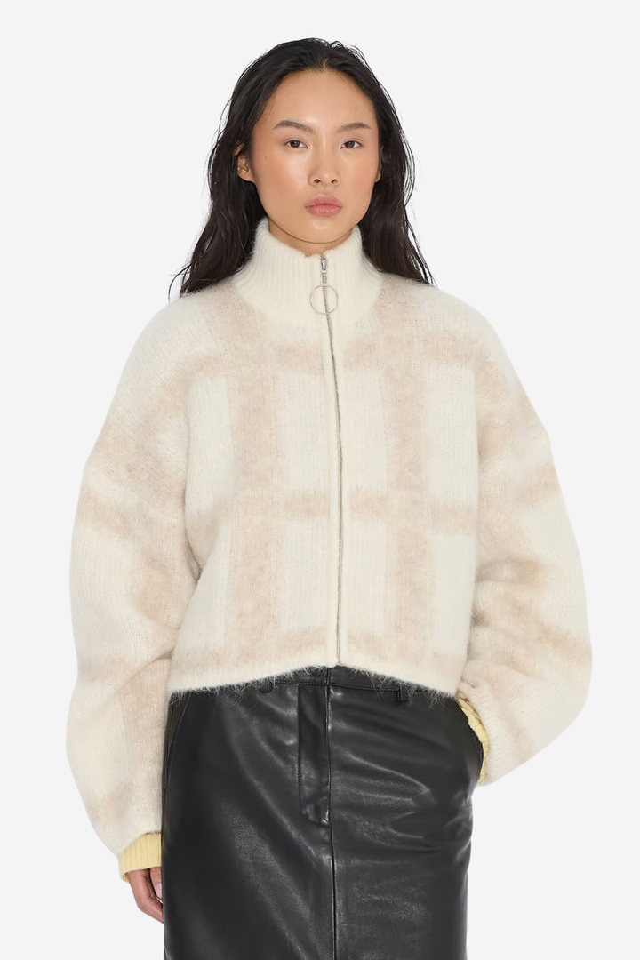 Holzweiler Genser & Cardigan Tine Light Check Cardigan Lt Brown Mix