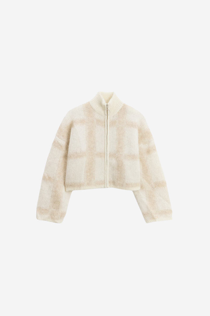 Holzweiler Genser & Cardigan Tine Light Check Cardigan Lt Brown Mix