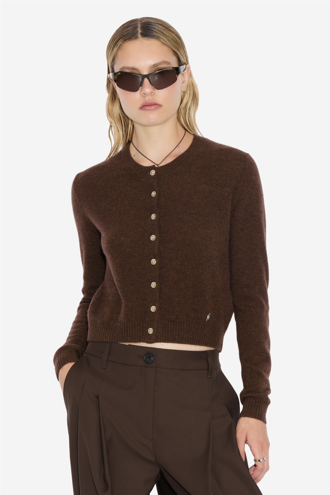 Holzweiler Genser & Cardigan W. Cashmere Cardigan Dark Brown