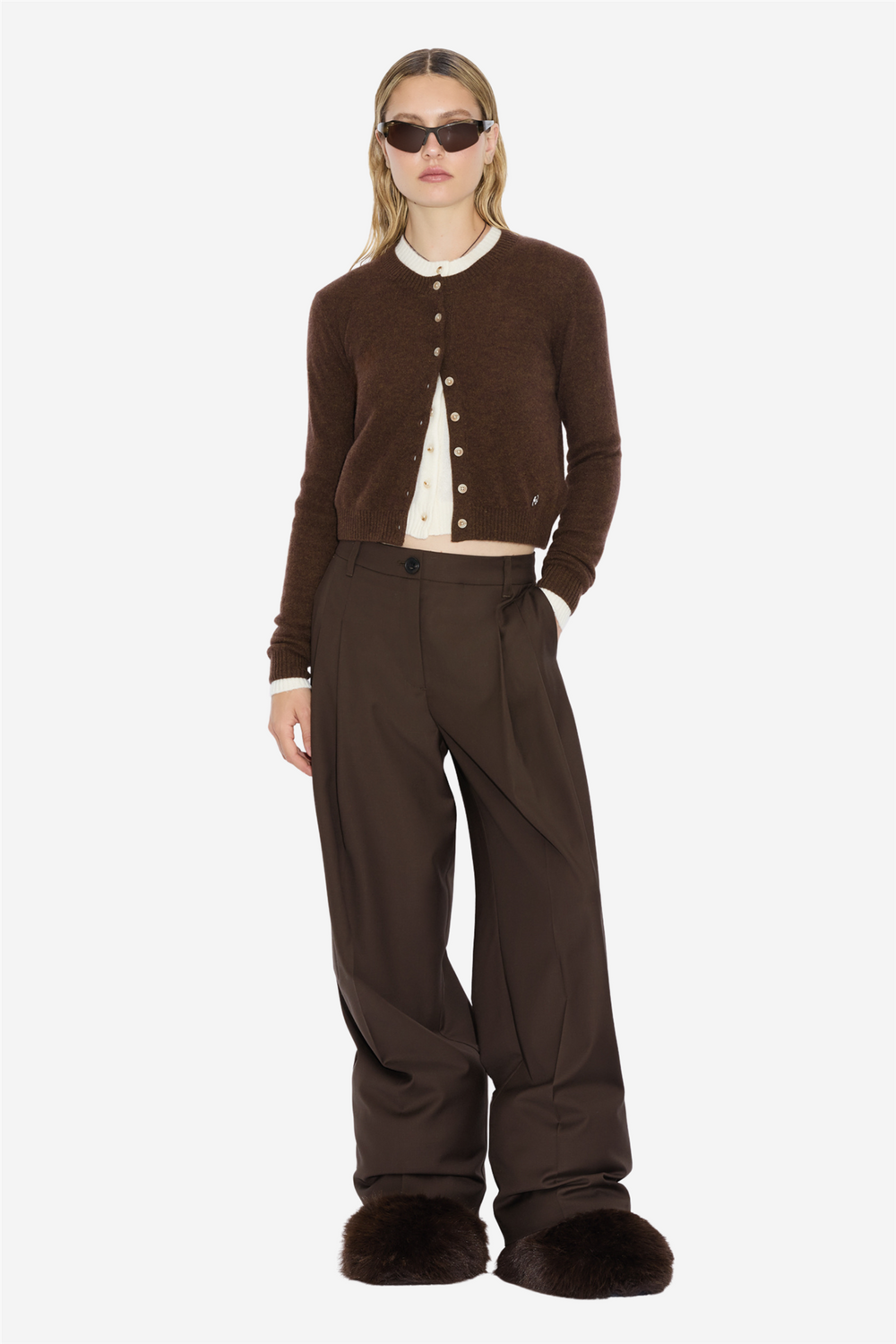 Holzweiler Genser & Cardigan W. Cashmere Cardigan Dark Brown