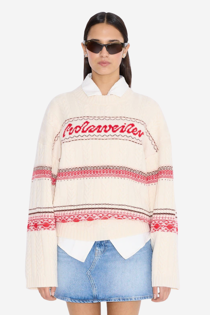 Holzweiler Genser & Cardigan W. Holzweiler Logo Crew Red Mix