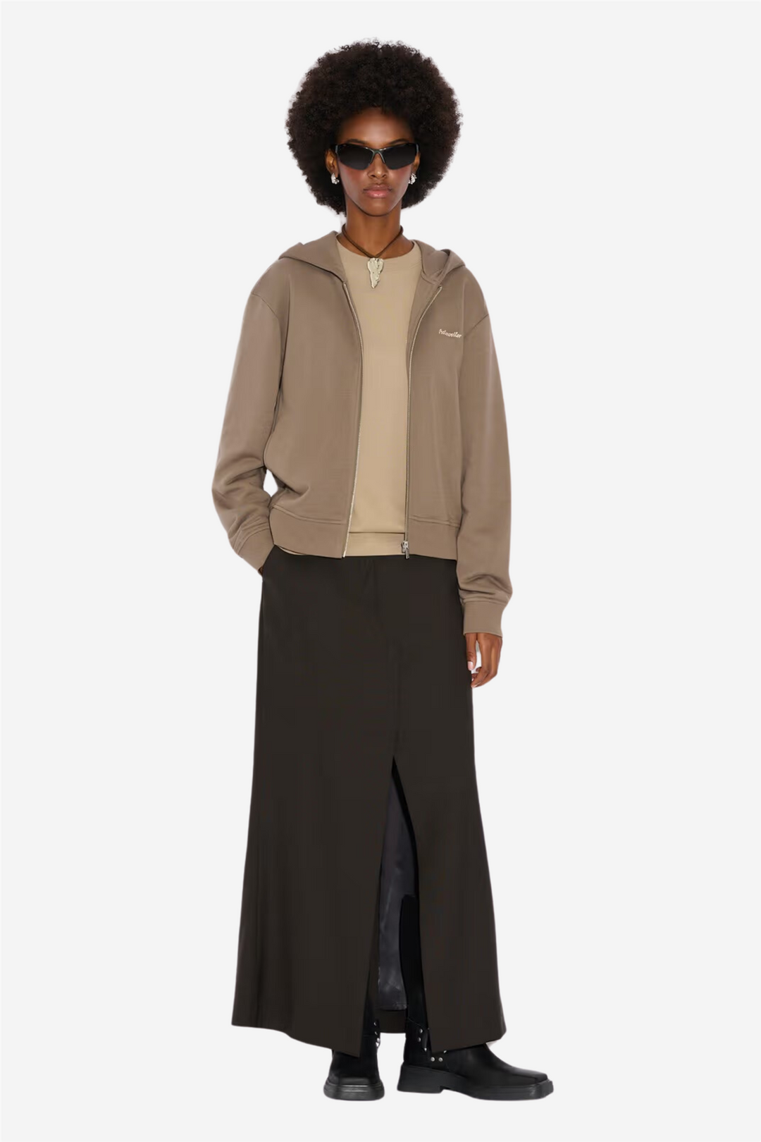 Holzweiler Genser & Cardigan W Regular Light Zip Hoodie Taupe