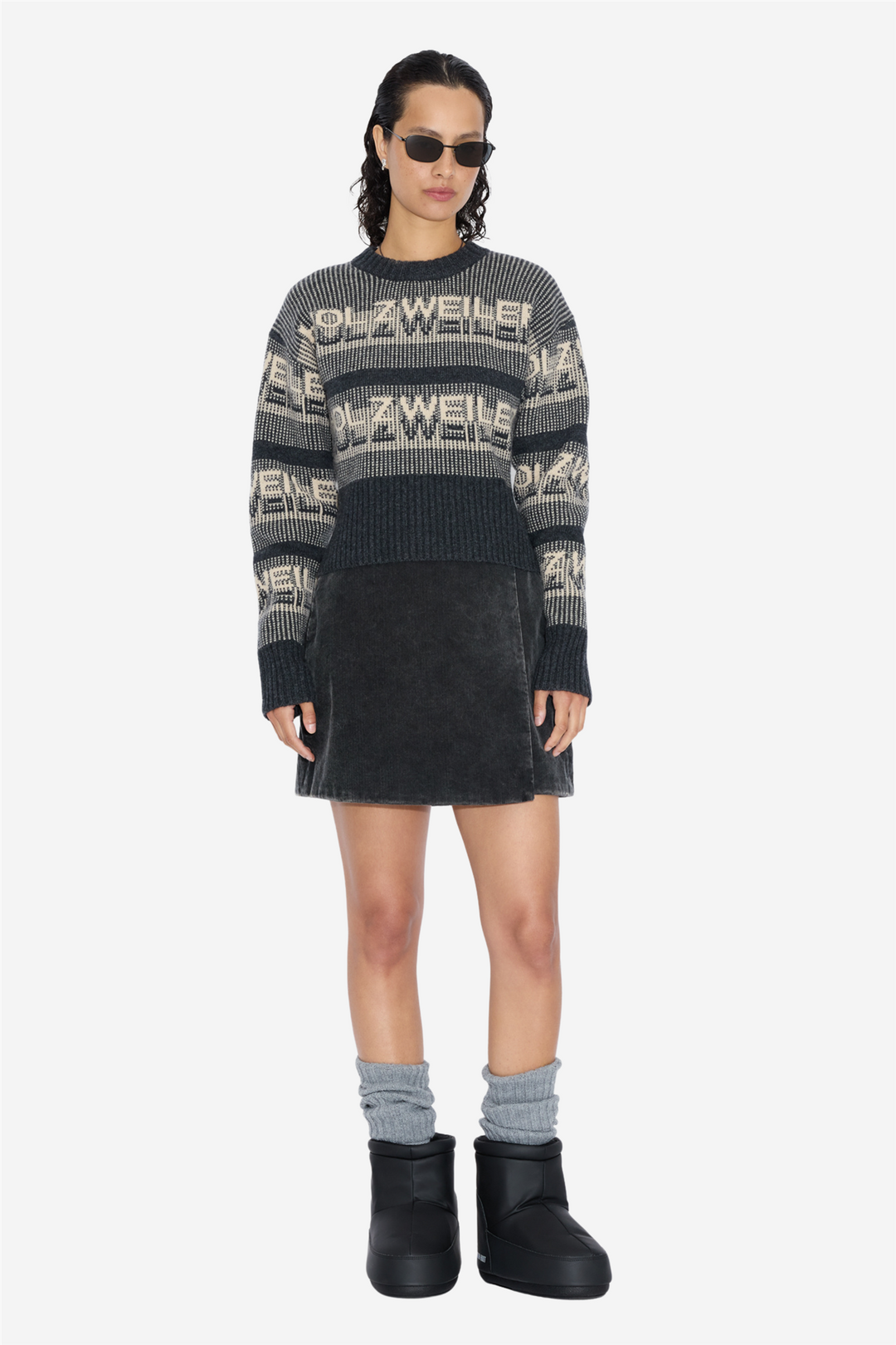 Holzweiler Skitøy Ski Cropped Crew Dark Grey
