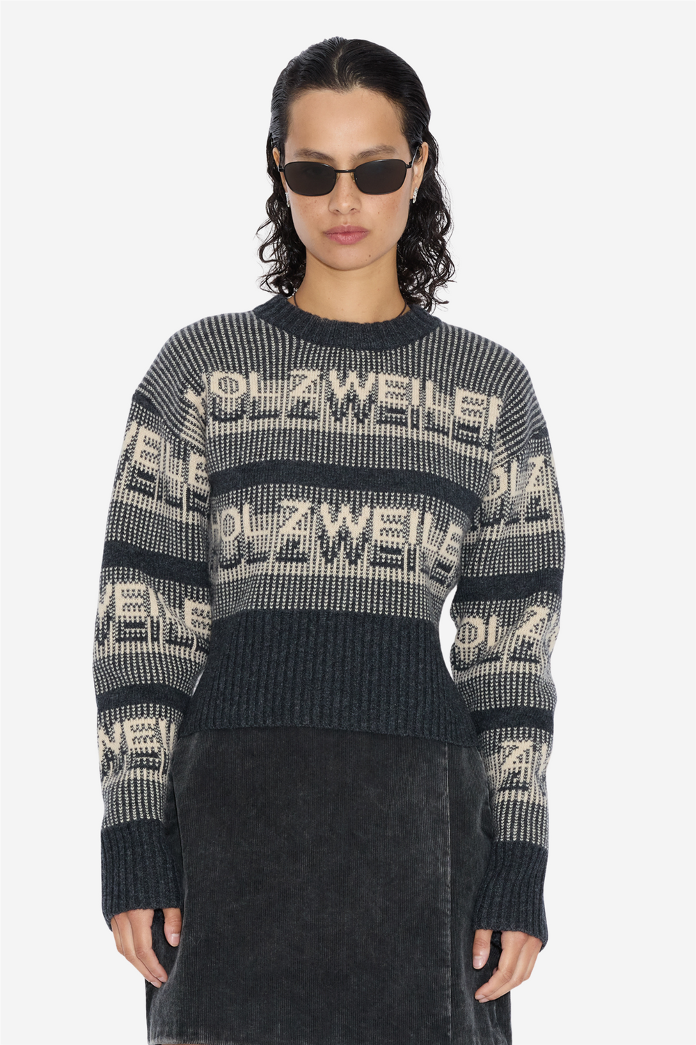 Holzweiler Skitøy Ski Cropped Crew Dark Grey
