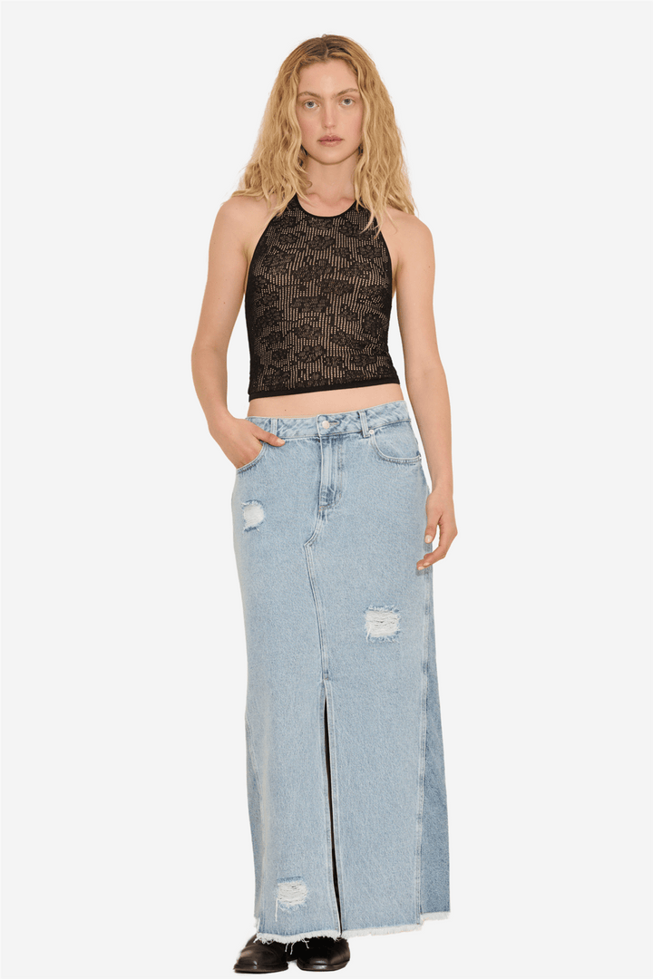 Holzweiler Skjørt Louisa Long Denim Skirt Lt. Blue Mix