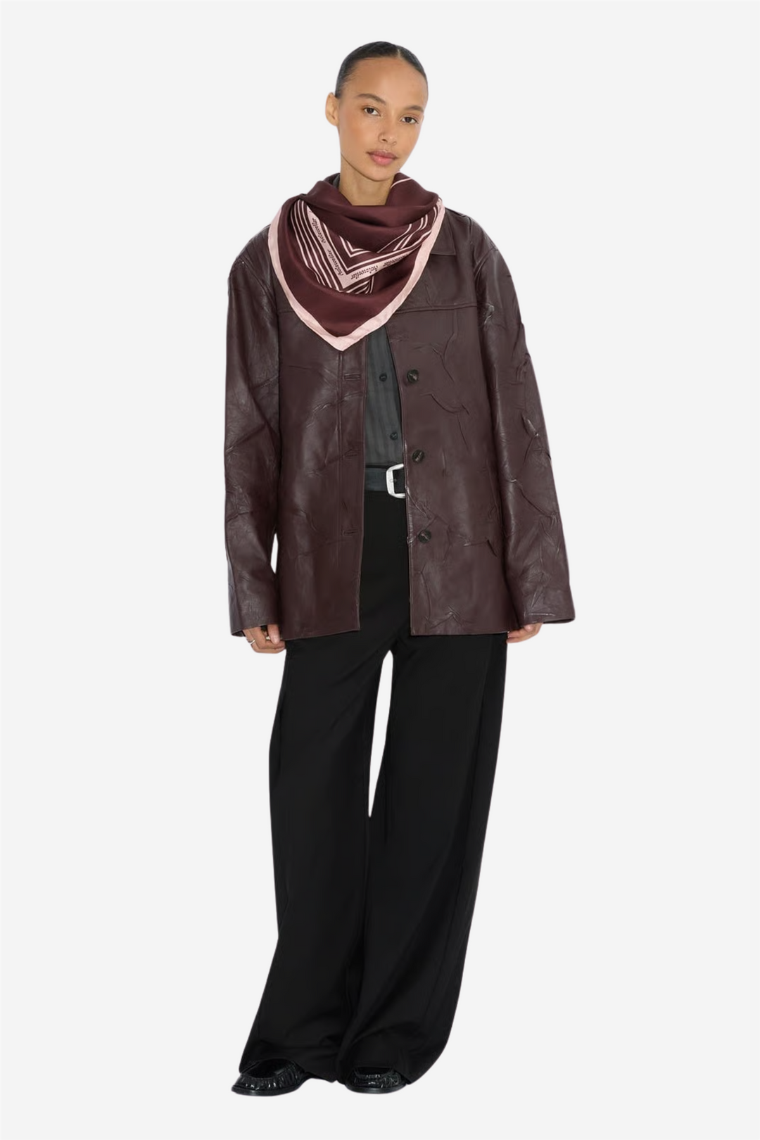 Holzweiler Tilbehør Fine Scarf Contrasting Burgundy