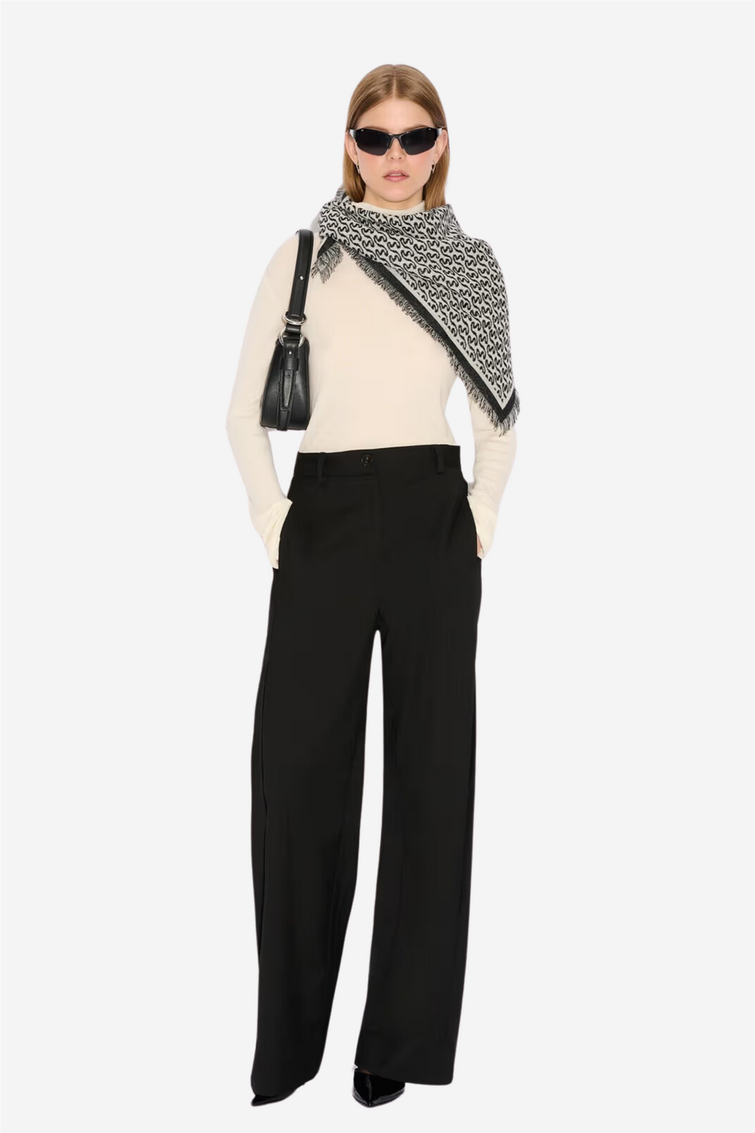 Holzweiler Tilbehør Fine Wool Scarf Monogram Ecru Mix