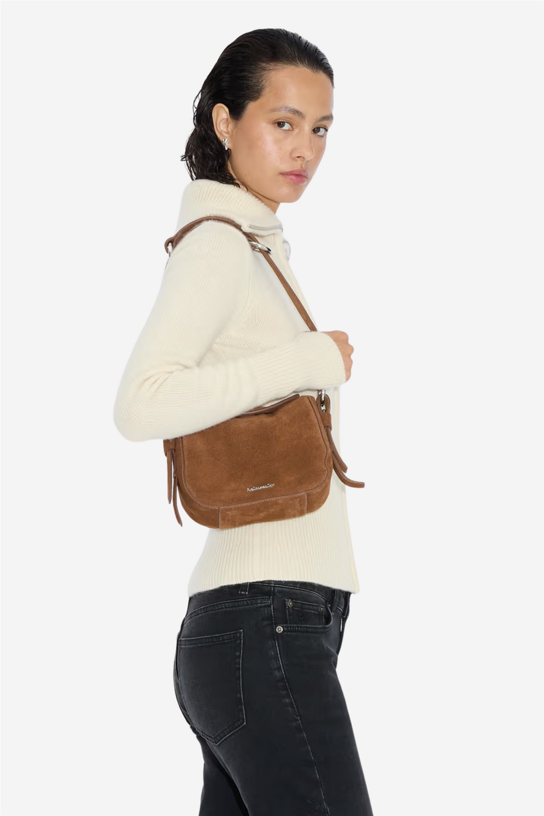 Holzweiler Vesker Bud Suede Bag Midi Camel