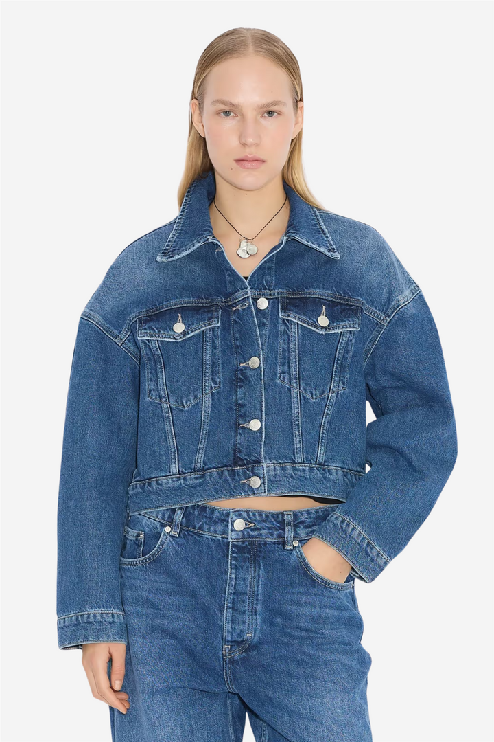 Holzweiler Yttertøy Cropped Denim Jacket Blue