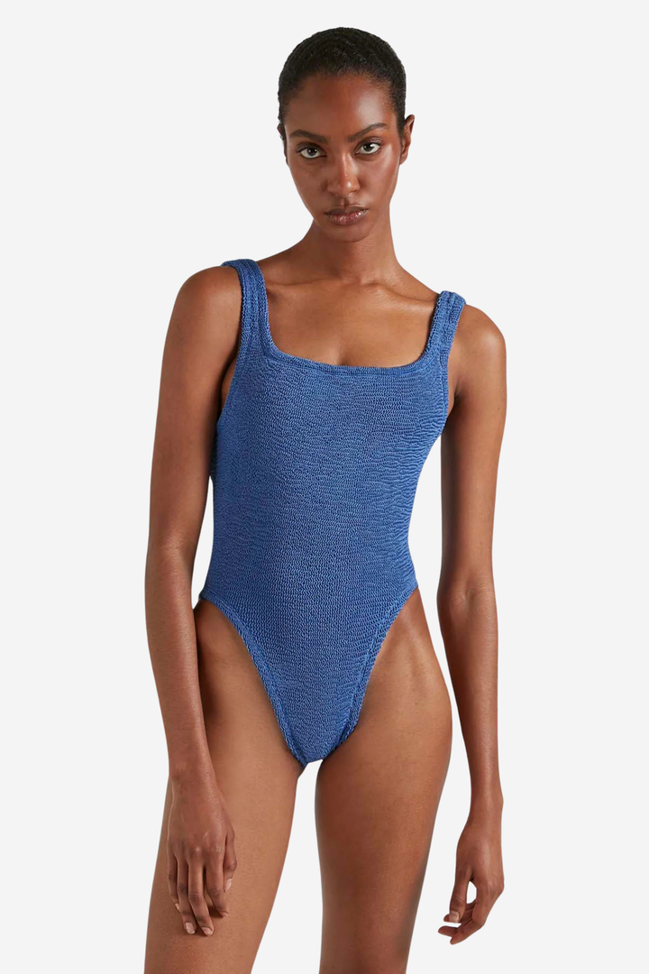 Hunza G Badetøy Square Neck Swim Metallic Denim