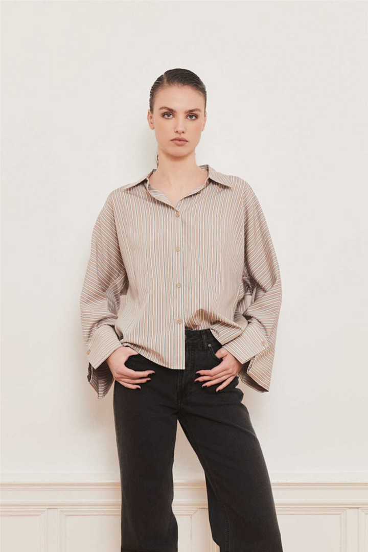 Iben Bluser & Skjorter Atari Shirt Beige Stripe