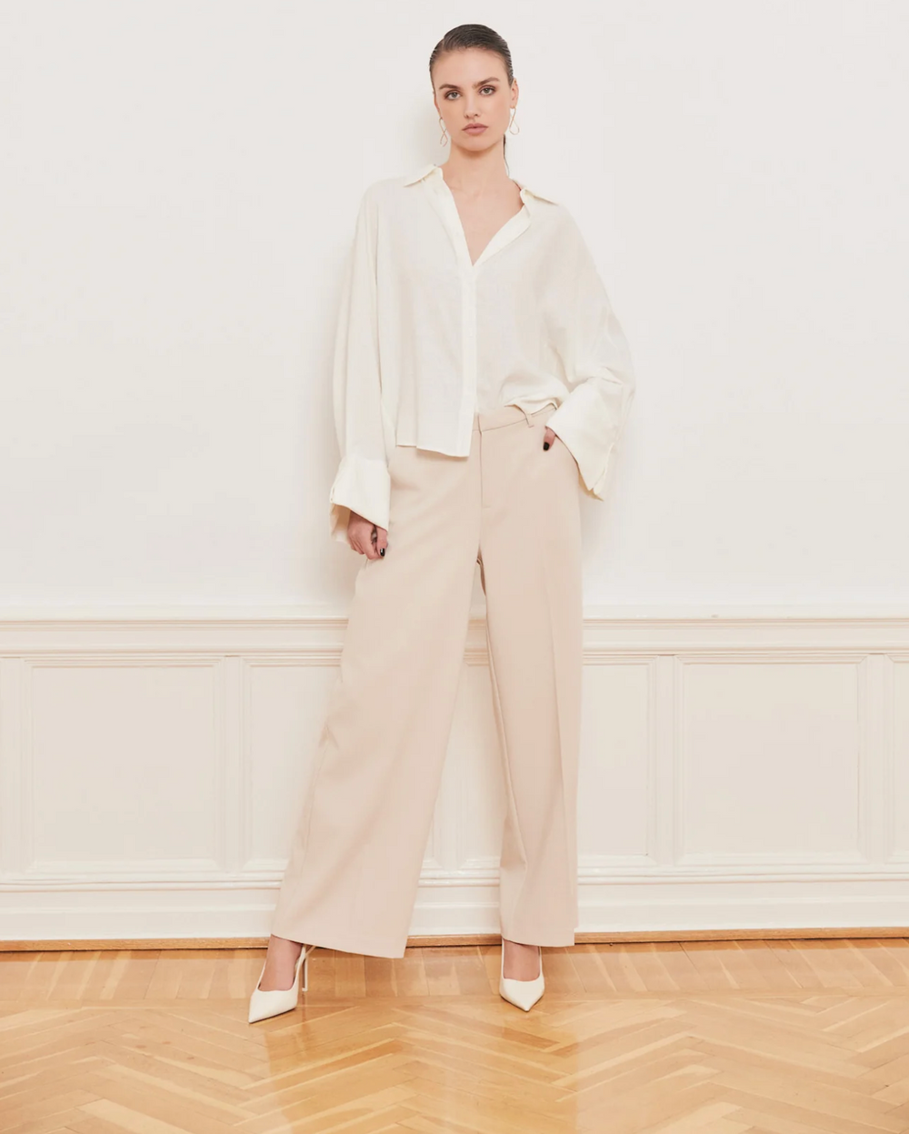 Iben Bukser & jeans Reign Tailored Extra Wide Beige