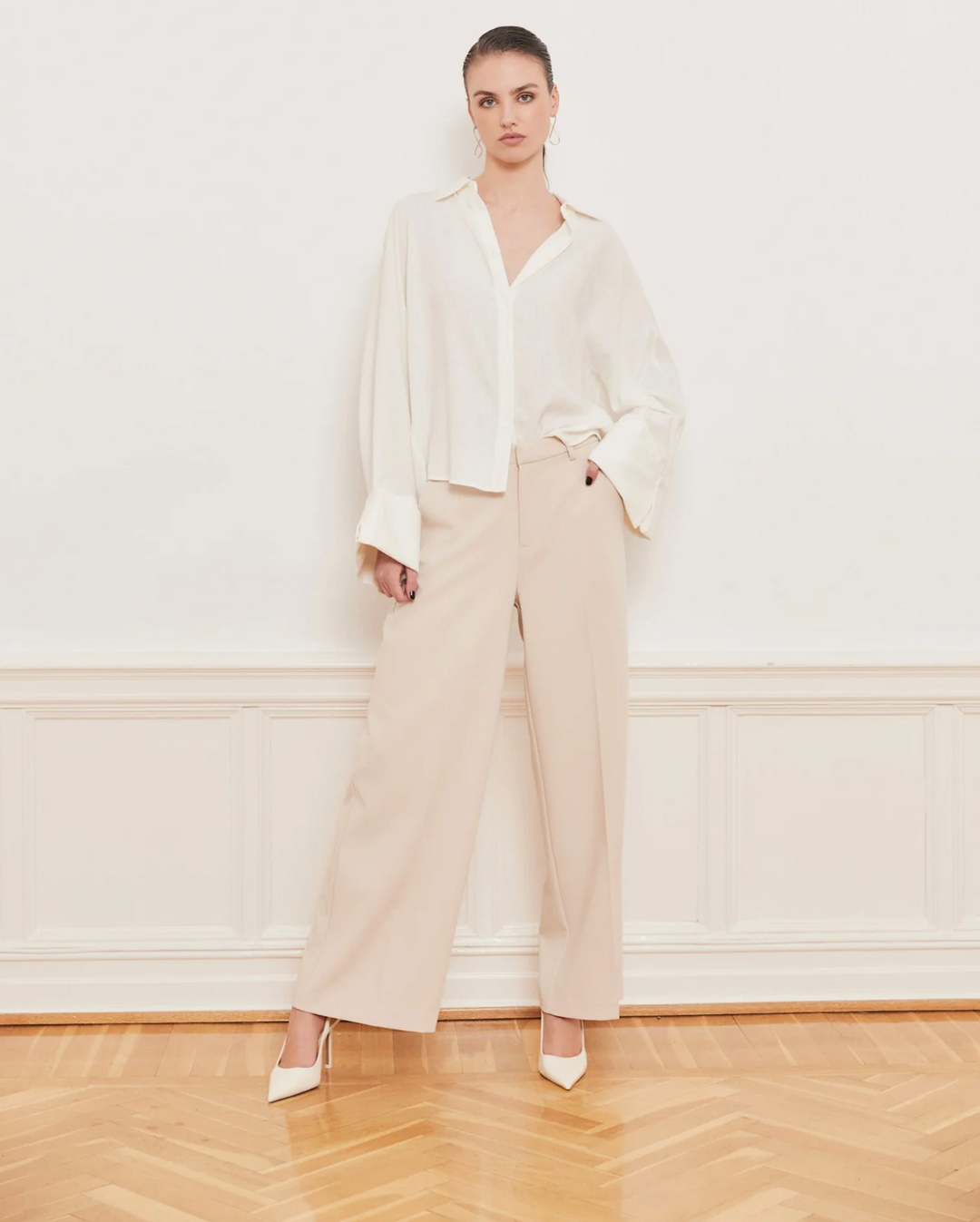 Iben Bukser & jeans Reign Tailored Extra Wide Beige