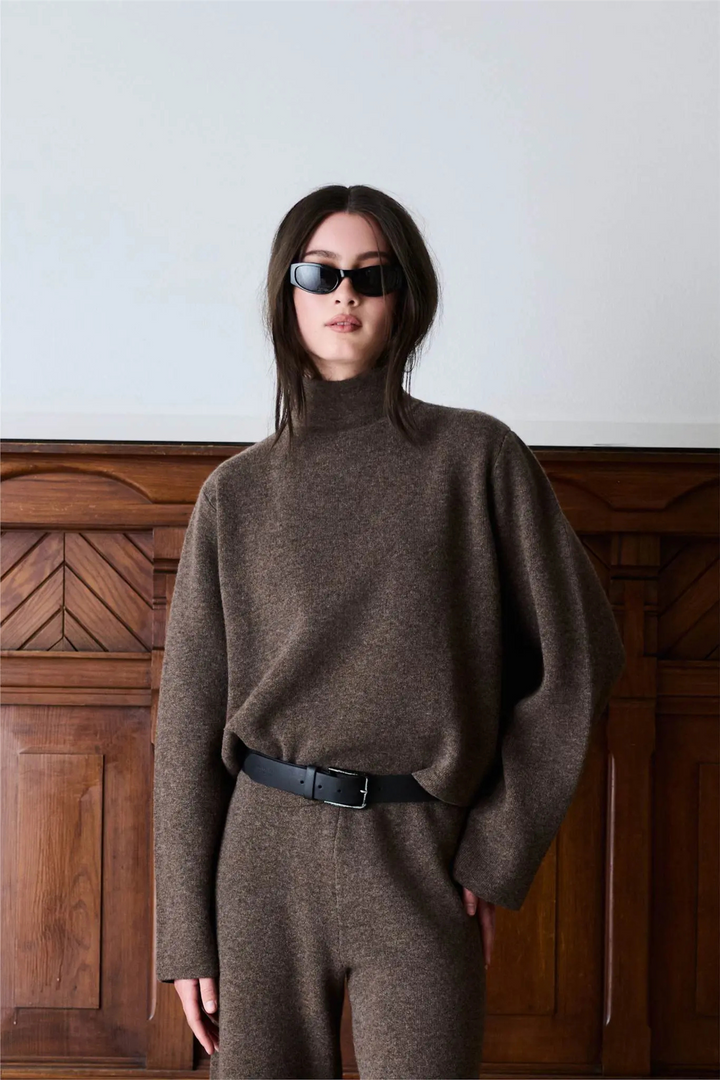 Iben Genser & Cardigan Serge Merino Sweater Brown Melange