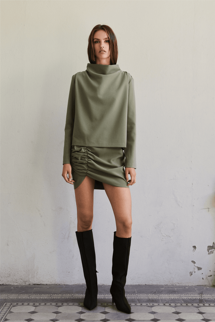 Iben Skjørt REFINED MINI SKIRT OLIVE GREEN