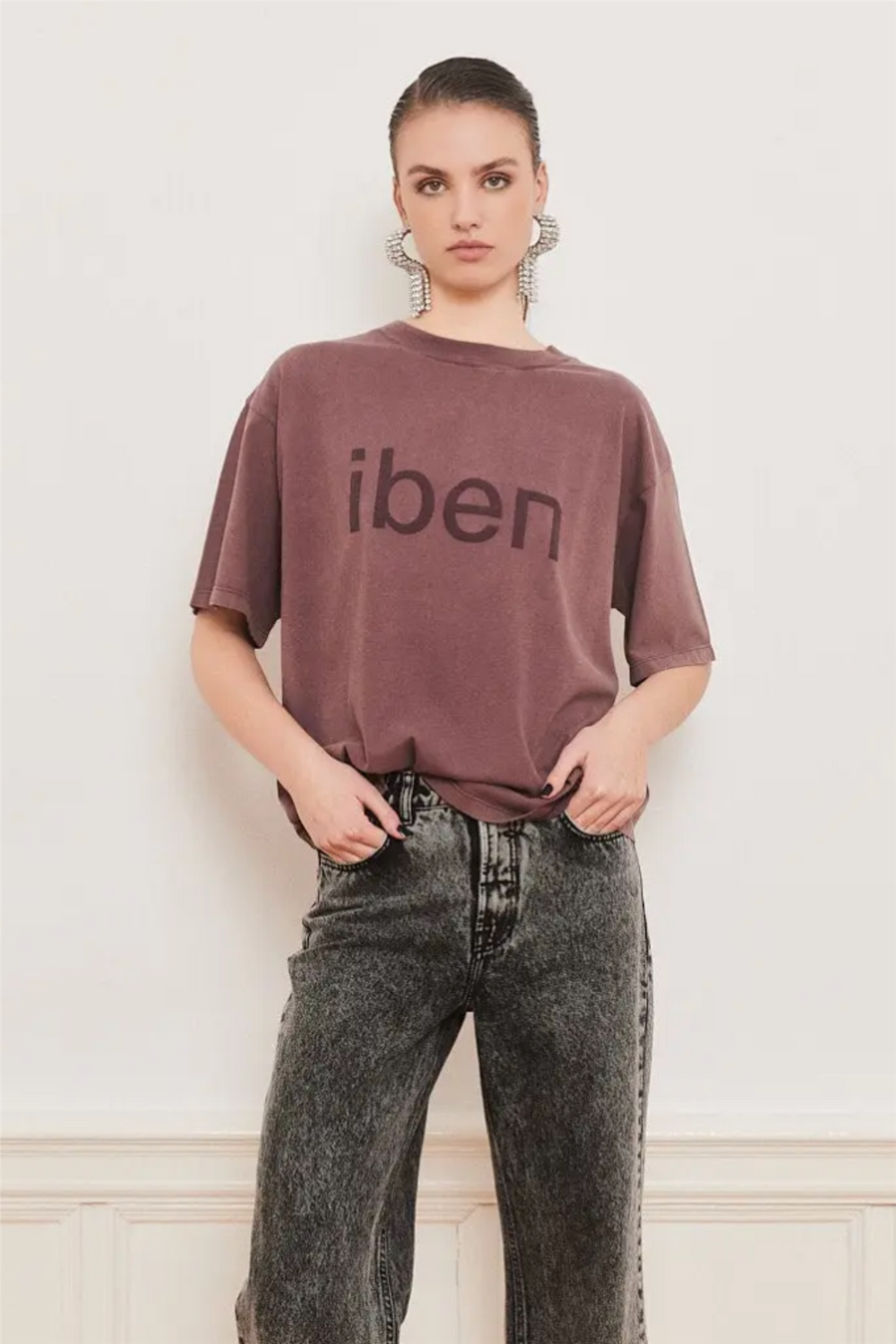 Iben Topper & t-skjorter Rocky Tee Washed Burgundy