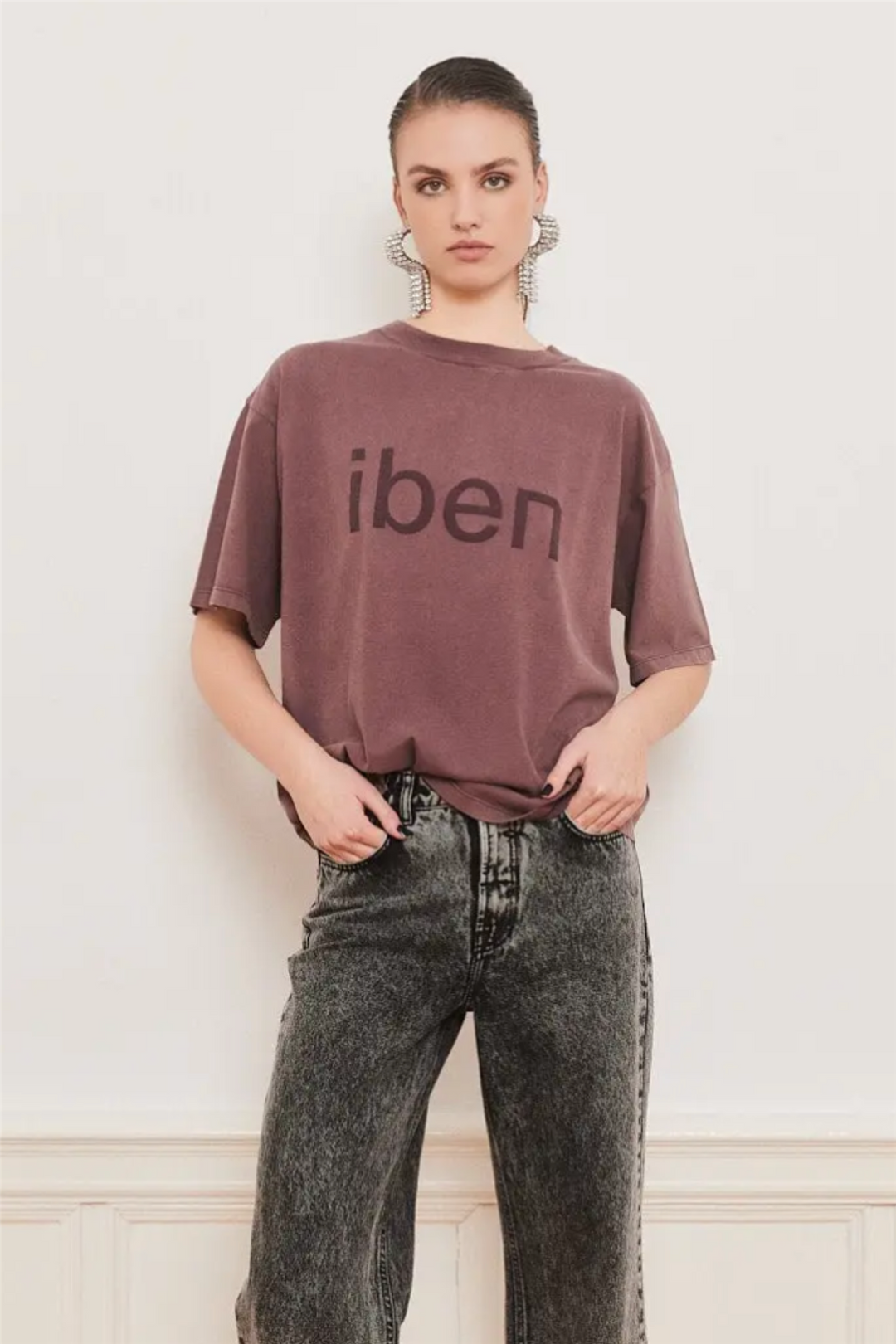 Iben Topper & t-skjorter Rocky Tee Washed Burgundy