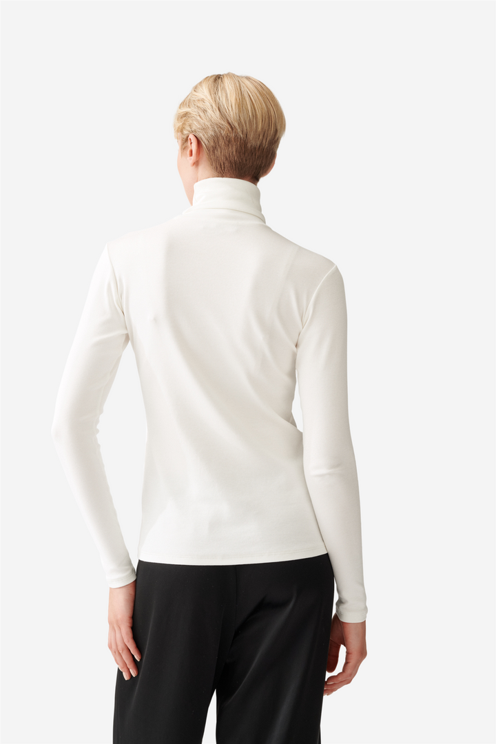 Julie Josephine Genser & Cardigan Rib Cotton Jersey Polo White