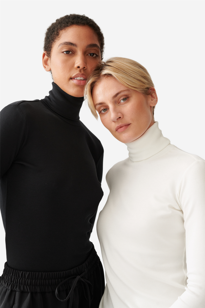 Julie Josephine Genser & Cardigan Rib Cotton Jersey Polo White