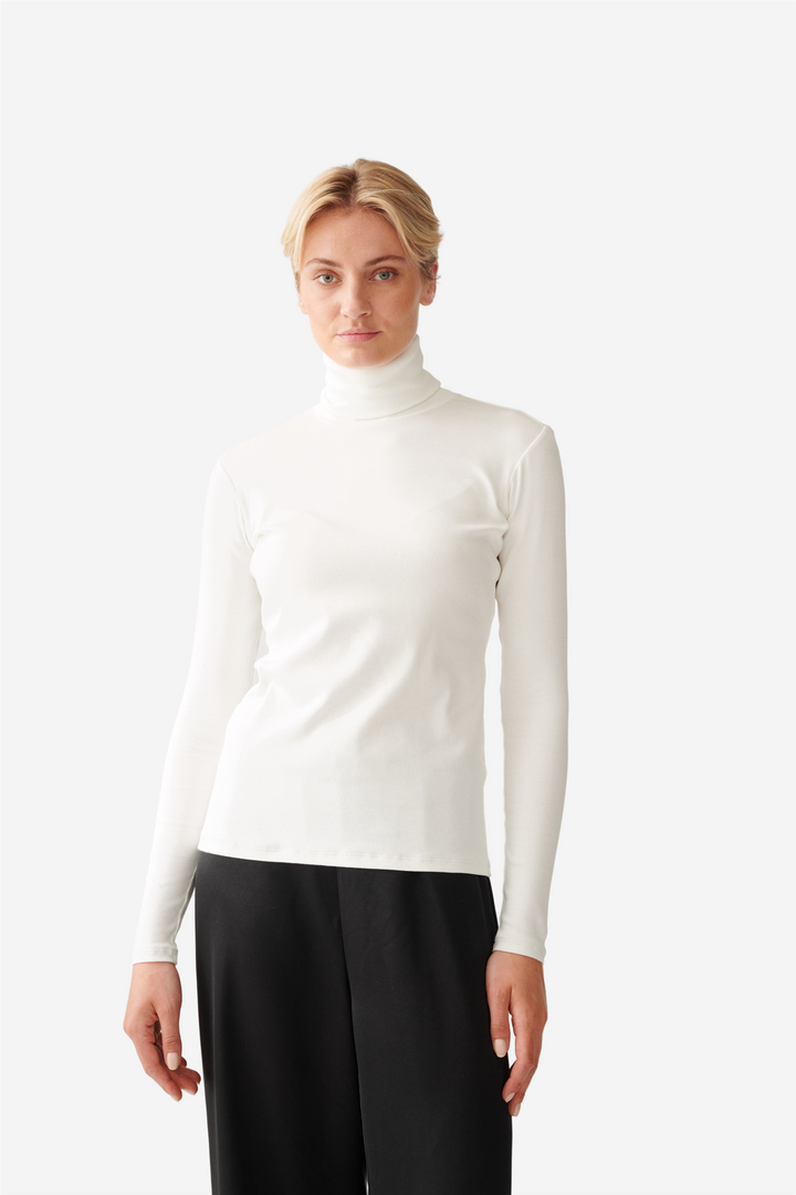 Julie Josephine Genser & Cardigan Rib Cotton Jersey Polo White